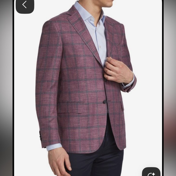Tommy Hilfiger Red Blazer with Blue Check Pattern - Picture 1 of 12
